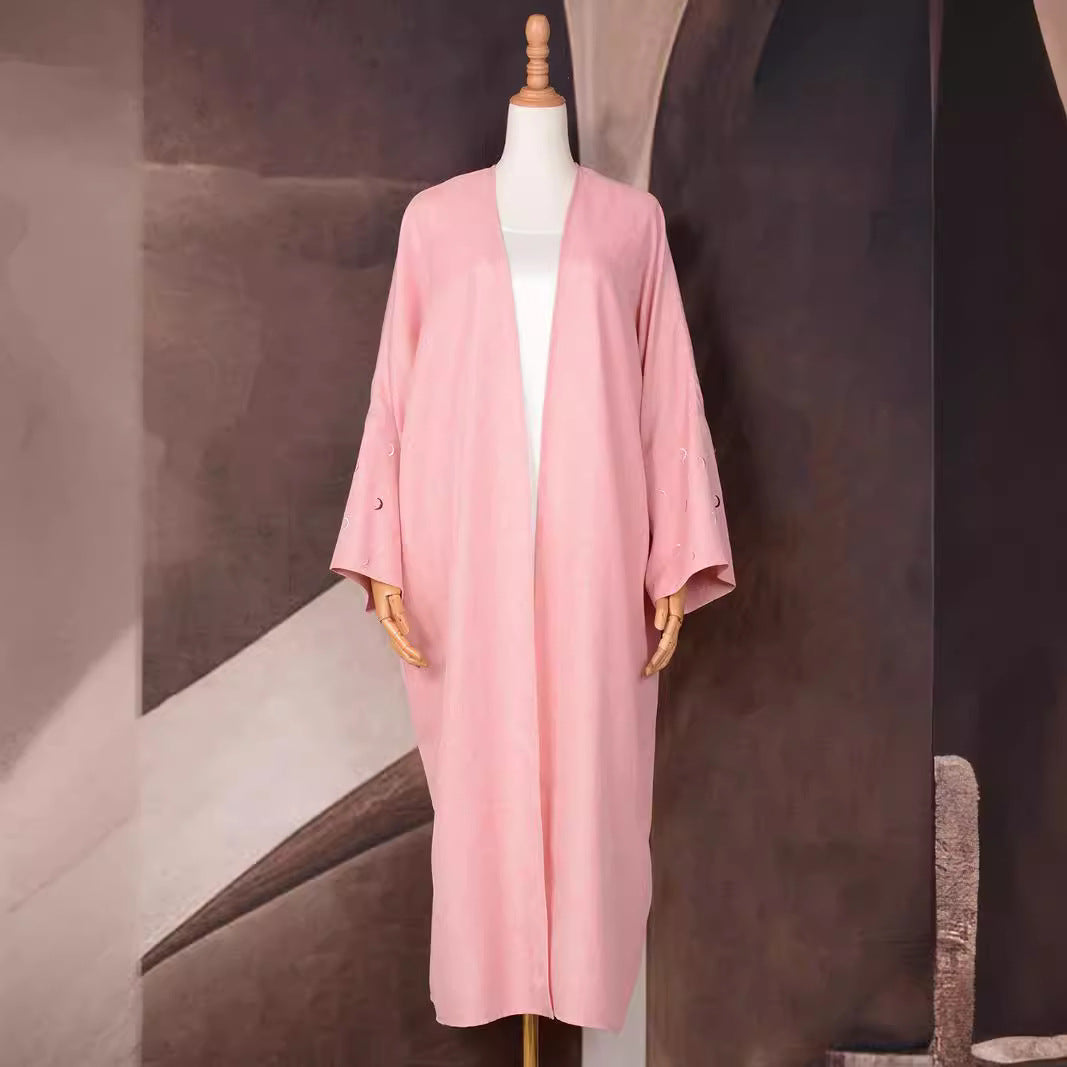 Muslim Elegant Cardigan Embroidered Dress Robe