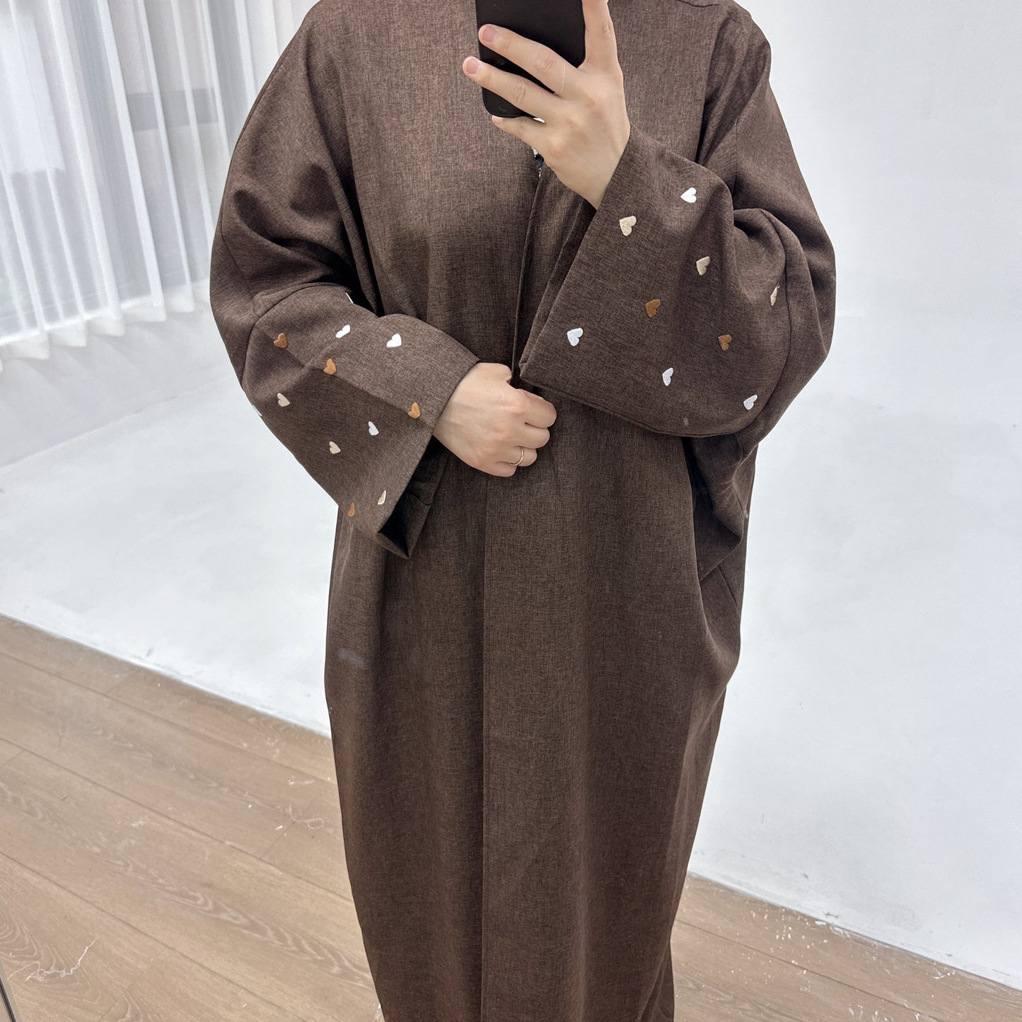 Love Embroidered Elegant Cardigan Robe