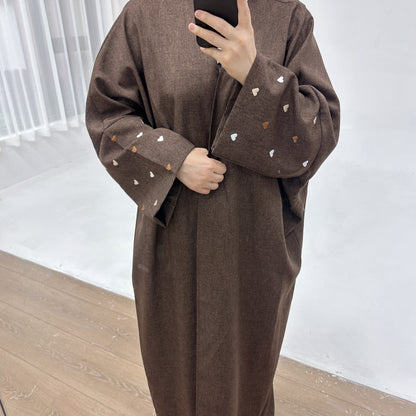 Love Embroidered Elegant Cardigan Robe