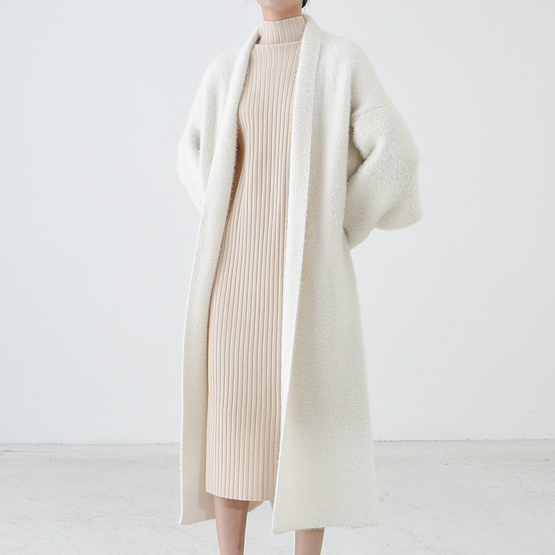Mink Fleece Sweater Cardigan Fur Coat