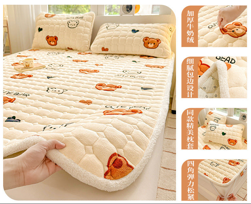 Velvet Blanket Cushion for Winter fleece-lined Mattress