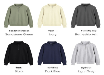 Heavy Pearl Air Layer Semi-access Control Zipped Stand Collar Sports Sweater