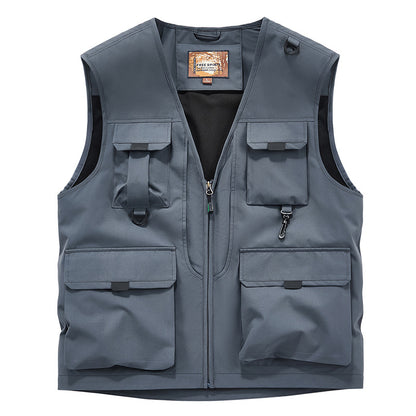 Frock Vest Men's Coat Fishing Multi-pocket Vest