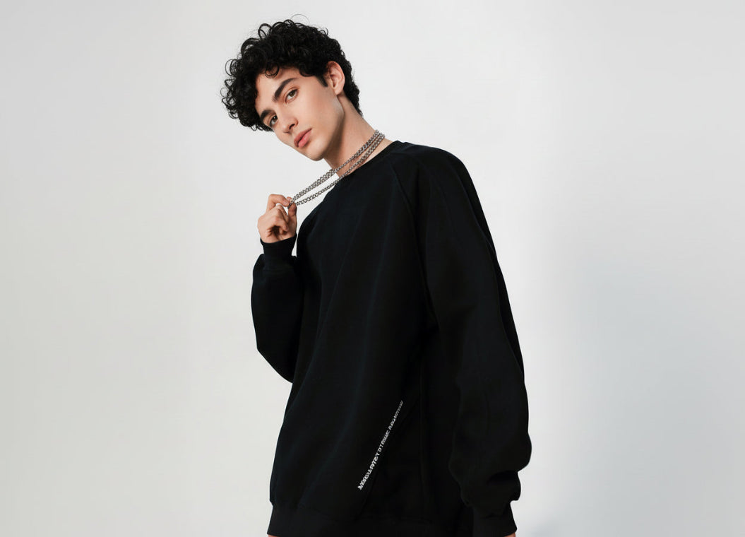 3D Cut Hoodie Men's Loose Round Neck Jacket