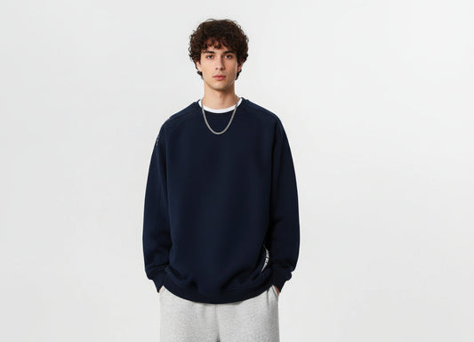 3D Cut Hoodie Men's Loose Round Neck Jacket