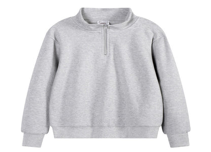 Heavy Pearl Air Layer Semi-access Control Zipped Stand Collar Sports Sweater