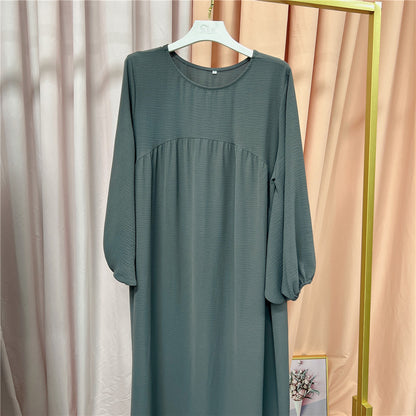 Middle East Arab Burqa Patchwork Large Swing Solid Color Loose Dress