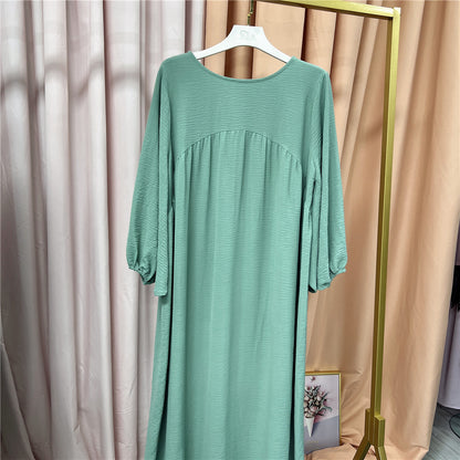 Middle East Arab Burqa Patchwork Large Swing Solid Color Loose Dress