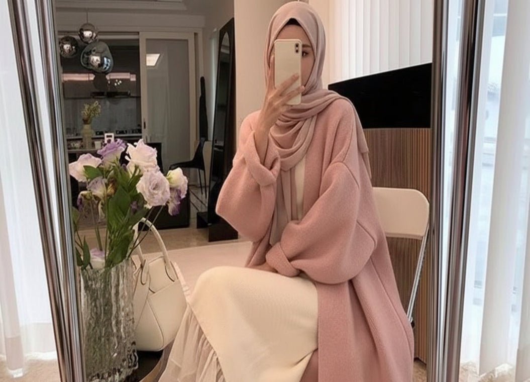 Design Solid Color Knitted Cardigan Coat Women