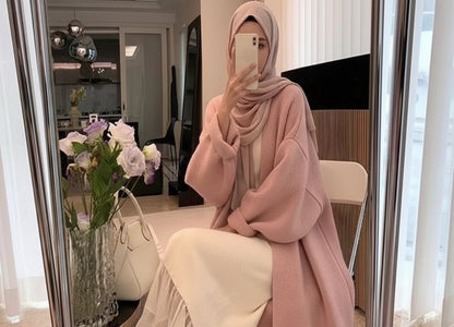 Design Solid Color Knitted Cardigan Coat Women