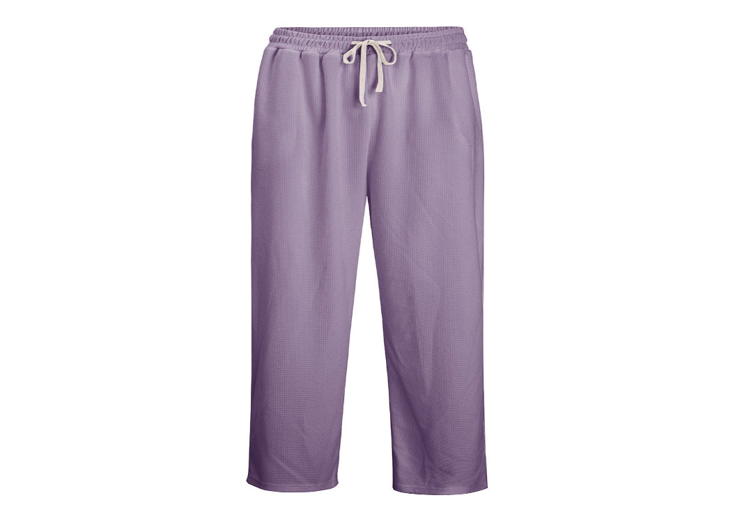 Mens Relaxed-fit Waffle-knit Wide-leg Athleisure Pants