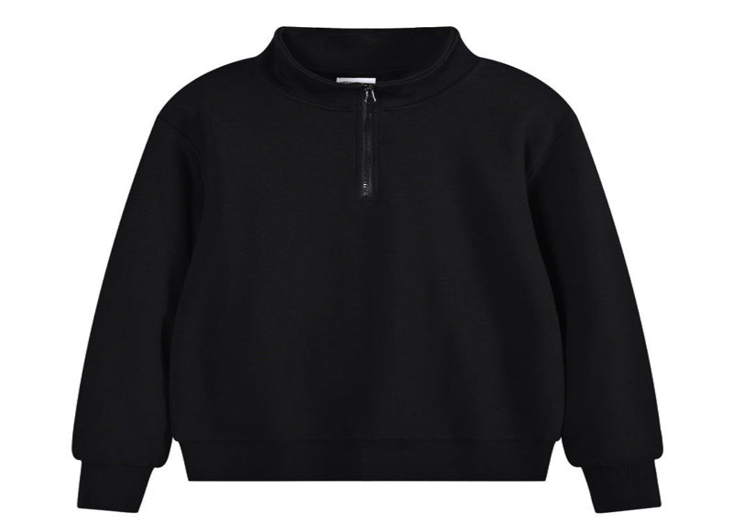 Heavy Pearl Air Layer Semi-access Control Zipped Stand Collar Sports Sweater