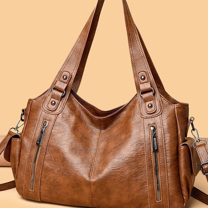 Retro Solid Color Simple Textured One-shoulder Bag Large Capacity Women