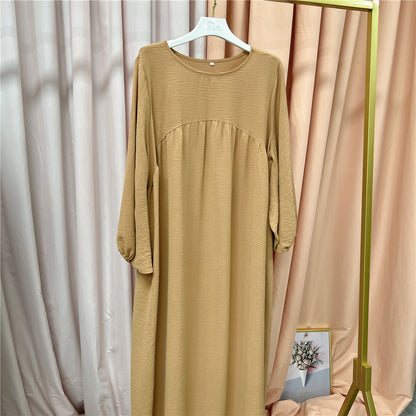 Middle East Arab Burqa Patchwork Large Swing Solid Color Loose Dress