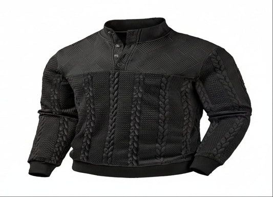 Retro Casual Stand-up Collar Four-button Pullover Hoodie