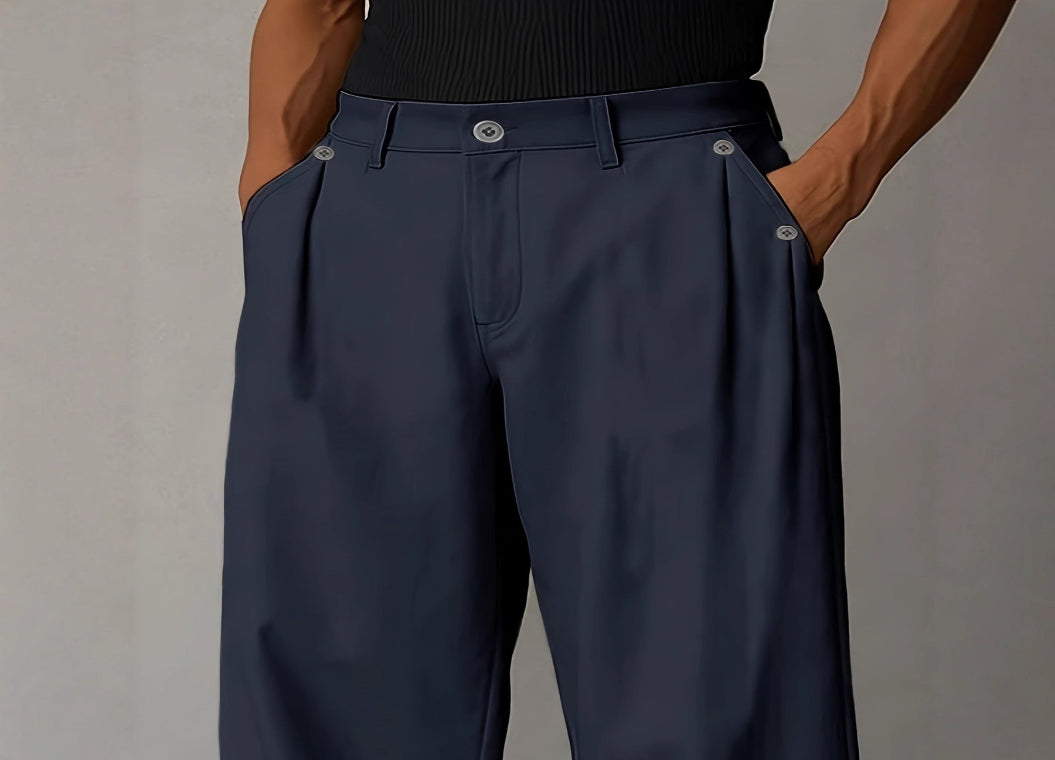 Mens Stylish Solid-color Casual Straight-leg Pants
