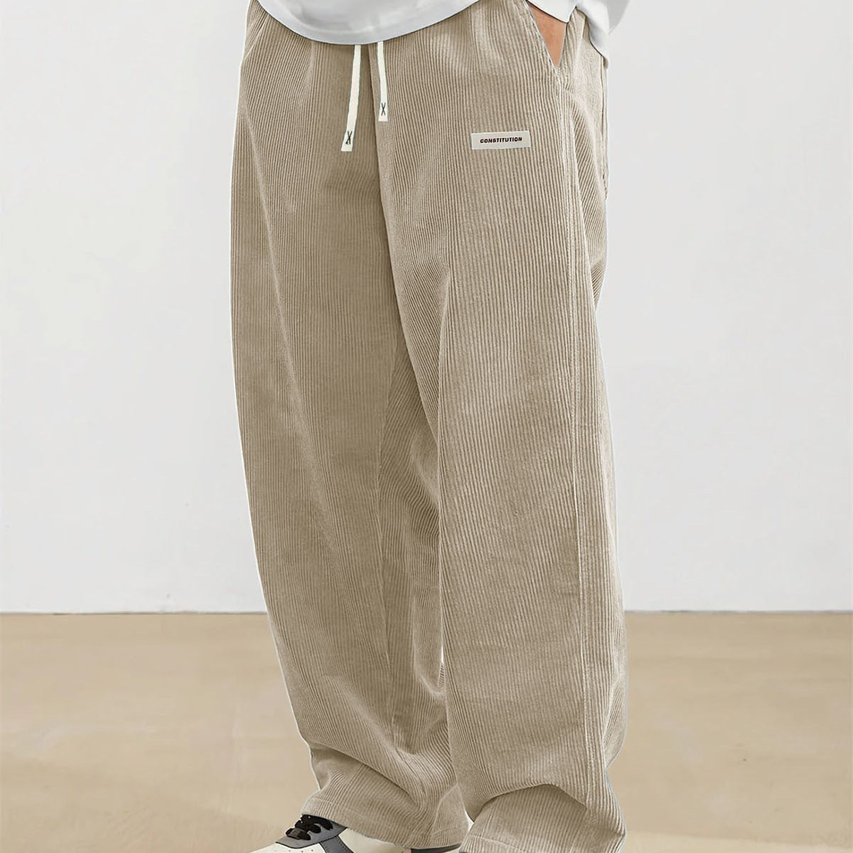 Men's Corduroy Mid-Waist Casual Pants