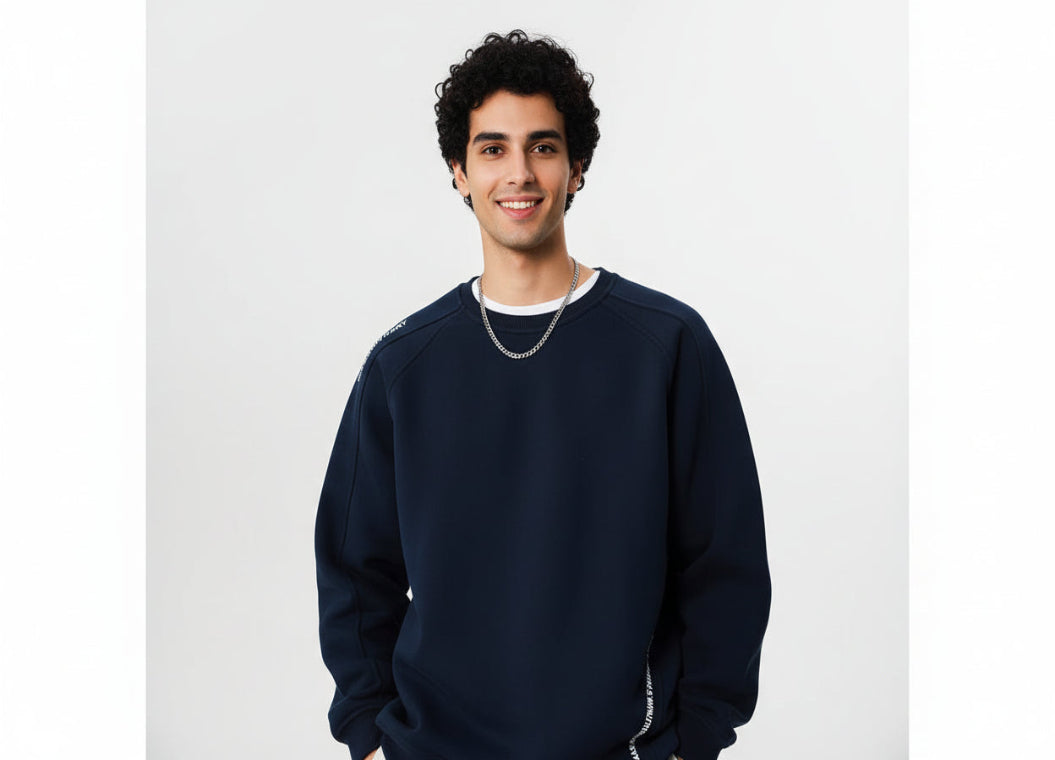 3D Cut Hoodie Men's Loose Round Neck Jacket