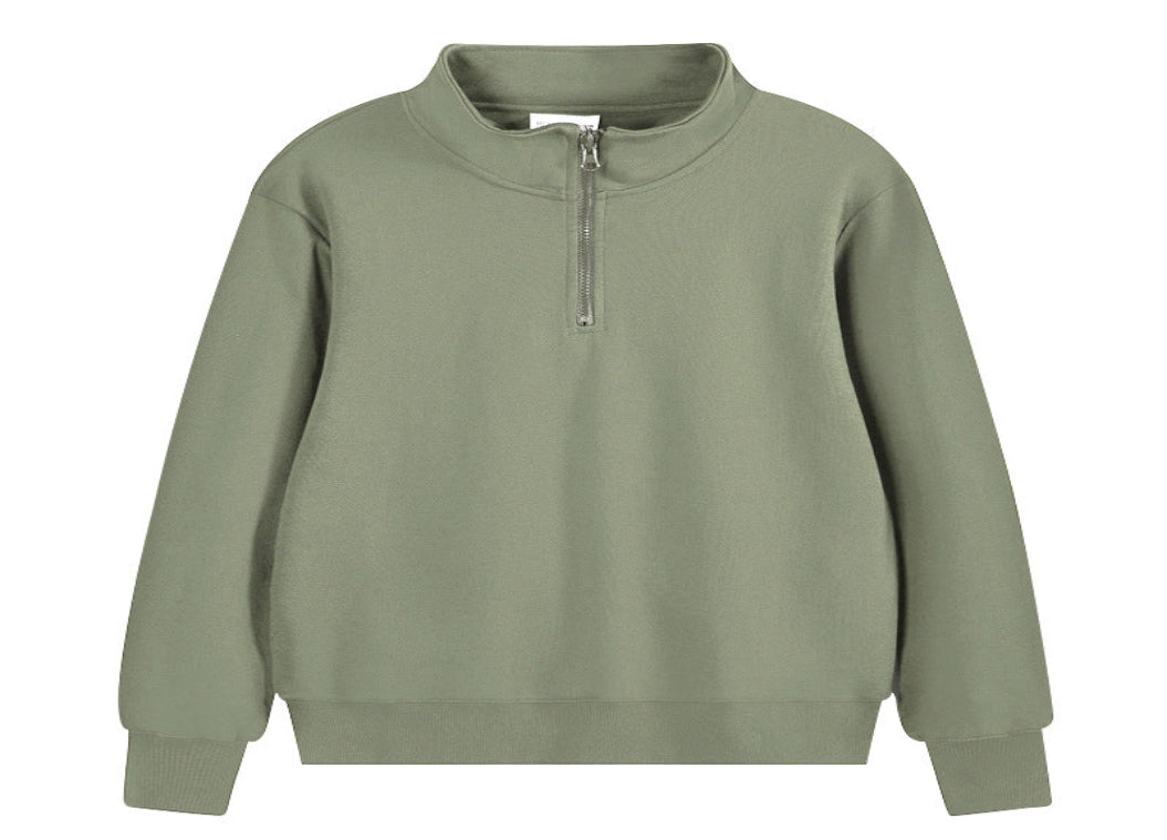 Heavy Pearl Air Layer Semi-access Control Zipped Stand Collar Sports Sweater