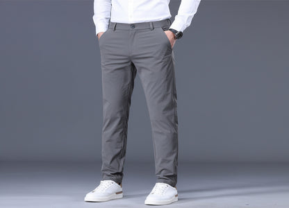 Mens Loose Elastic-waist Straight-leg Trousers