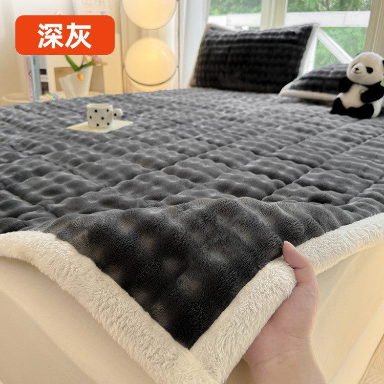Winter Rabbit Hair Milk Velvet Mattress Home Bedroom Soft Cushion Thickened Warm Dormitory  Blanket Mattress