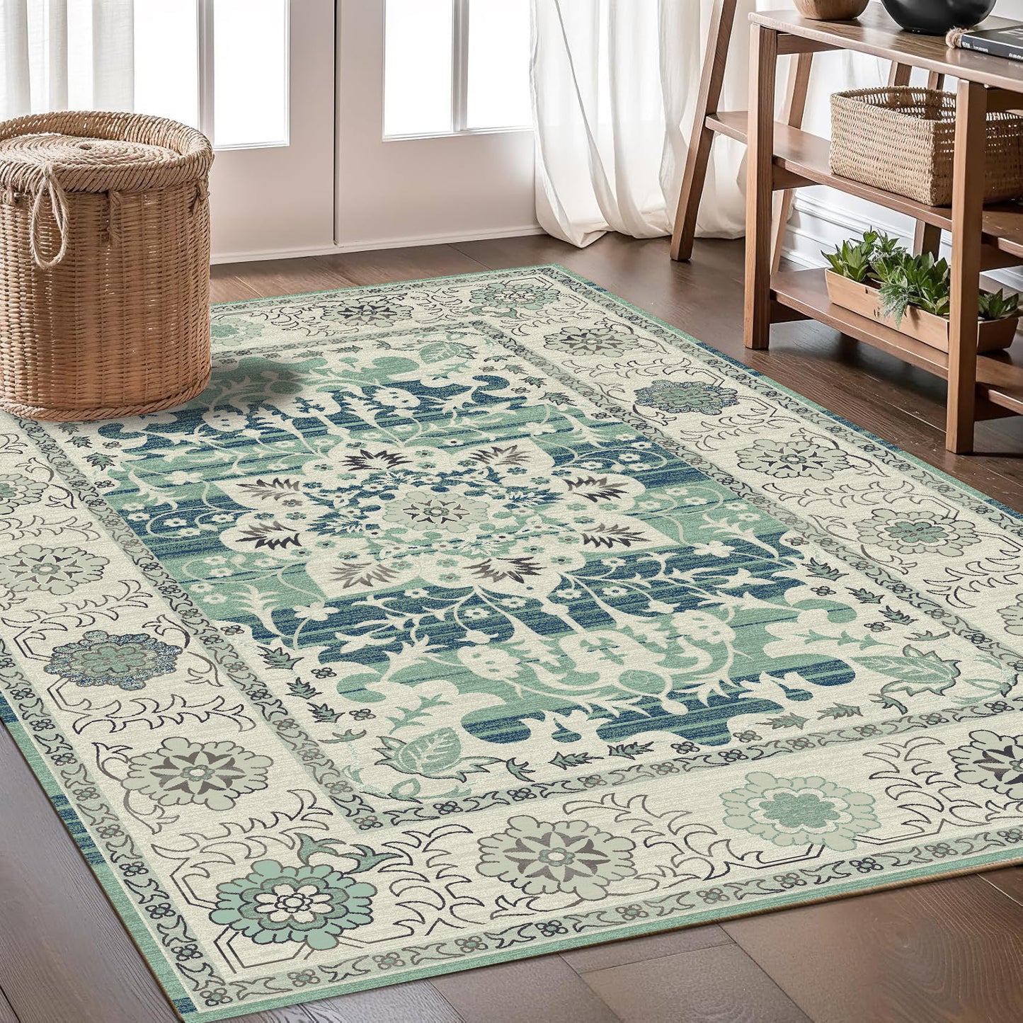Cross-border Imitation Wool Turkish Retro Bohemian Ethnic Style Machine Washable Non-slip Easy-care Carpet for Living Room