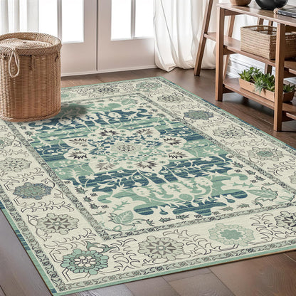 Cross-border Imitation Wool Turkish Retro Bohemian Ethnic Style Machine Washable Non-slip Easy-care Carpet for Living Room