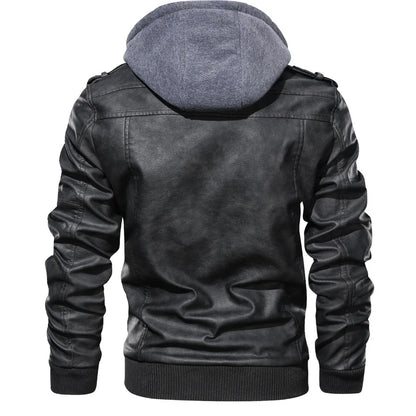 Autumn Winter Men's Leather Jackets Hooded Casual Motorcycle PU Jackets Biker Leather Outerwear Brand Clothing