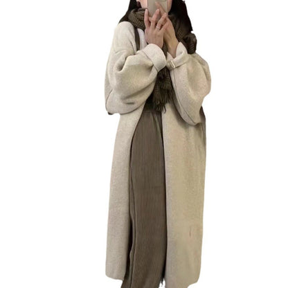 Design Solid Color Knitted Cardigan Coat Women