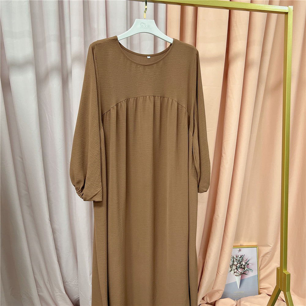 Middle East Arab Burqa Patchwork Large Swing Solid Color Loose Dress