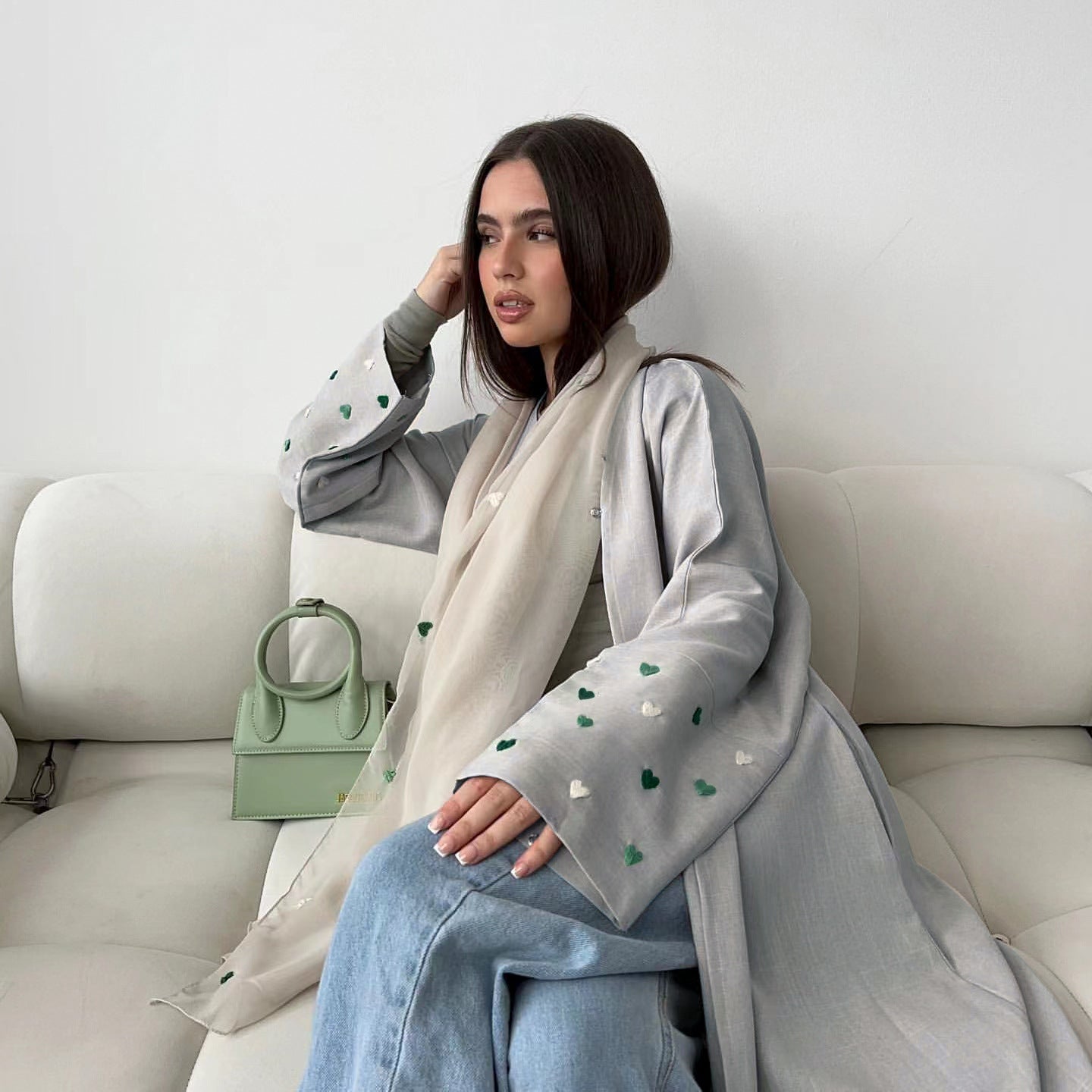 Love Embroidered Elegant Cardigan Robe