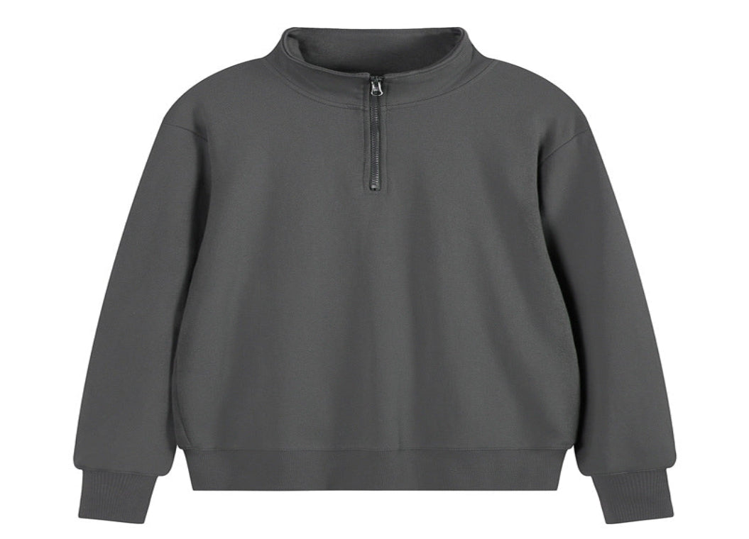 Heavy Pearl Air Layer Semi-access Control Zipped Stand Collar Sports Sweater