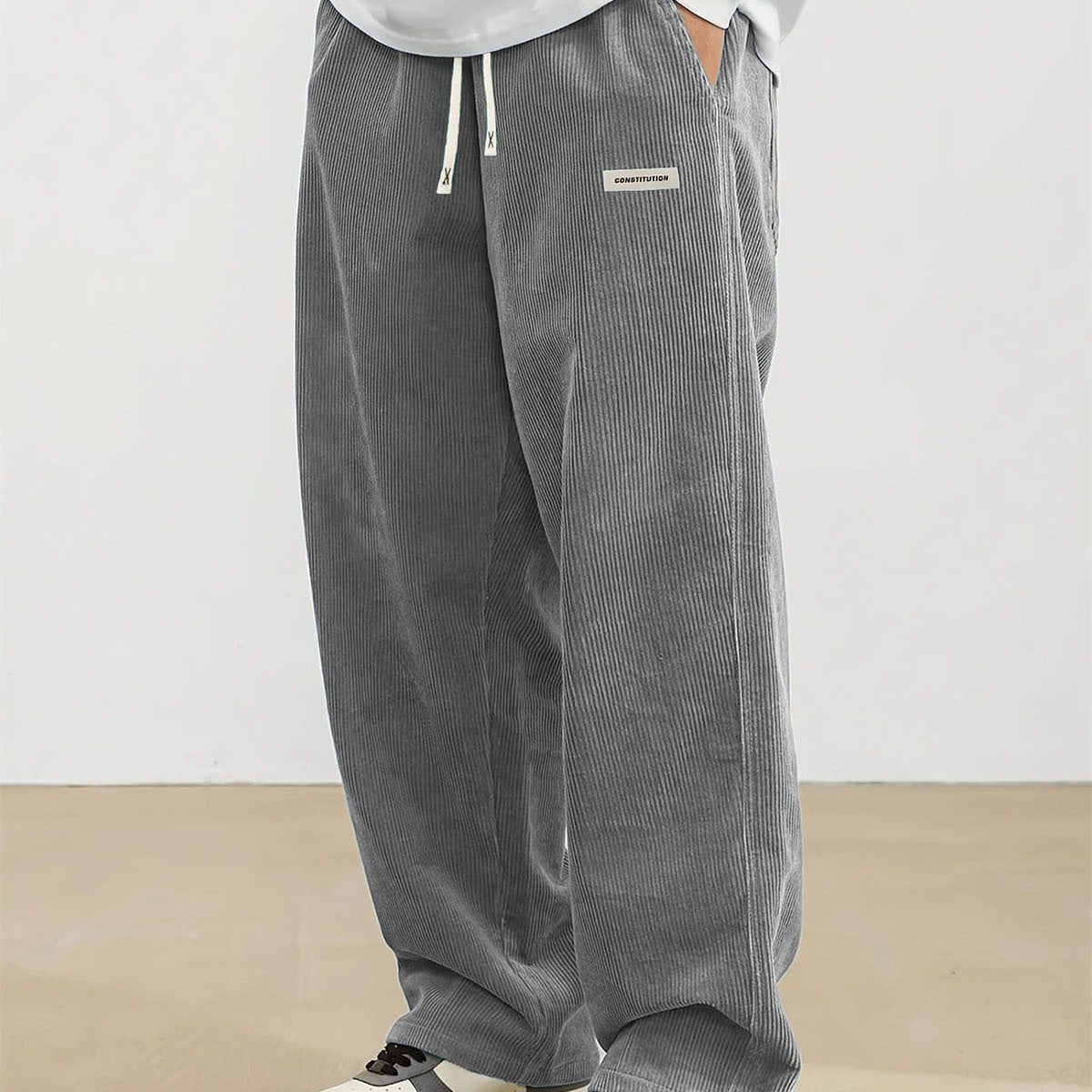 Men's Corduroy Mid-Waist Casual Pants
