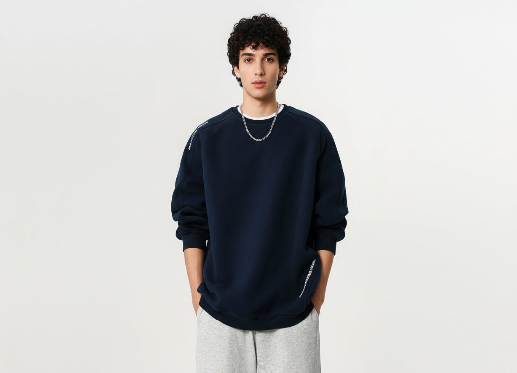 3D Cut Hoodie Men's Loose Round Neck Jacket