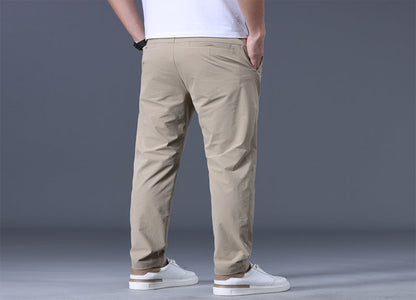 Mens Loose Elastic-waist Straight-leg Trousers