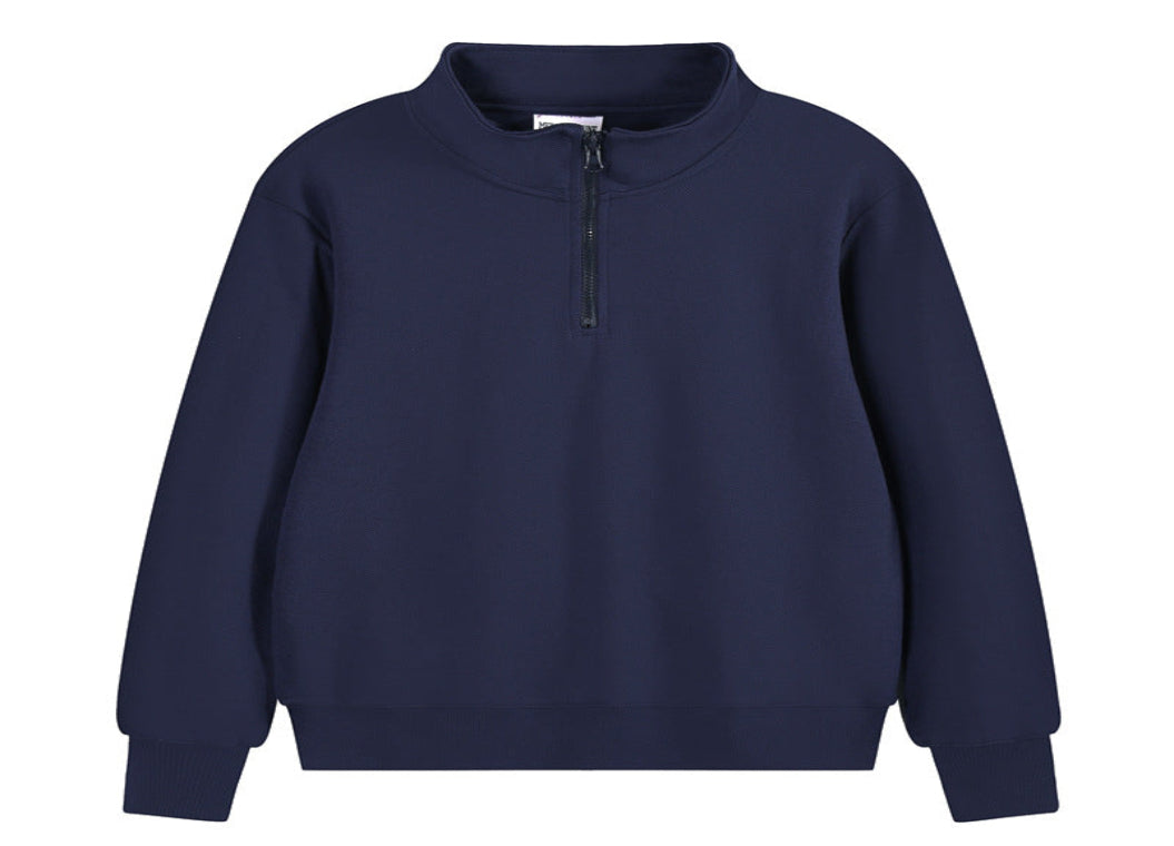 Heavy Pearl Air Layer Semi-access Control Zipped Stand Collar Sports Sweater