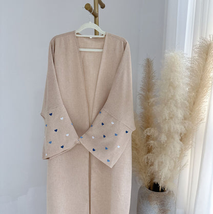 Love Embroidered Elegant Cardigan Robe
