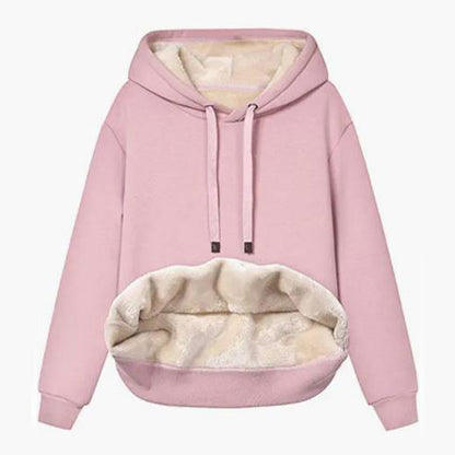 Womens Warm Fleece Pocketed Hooded Sweatshirt For Sports