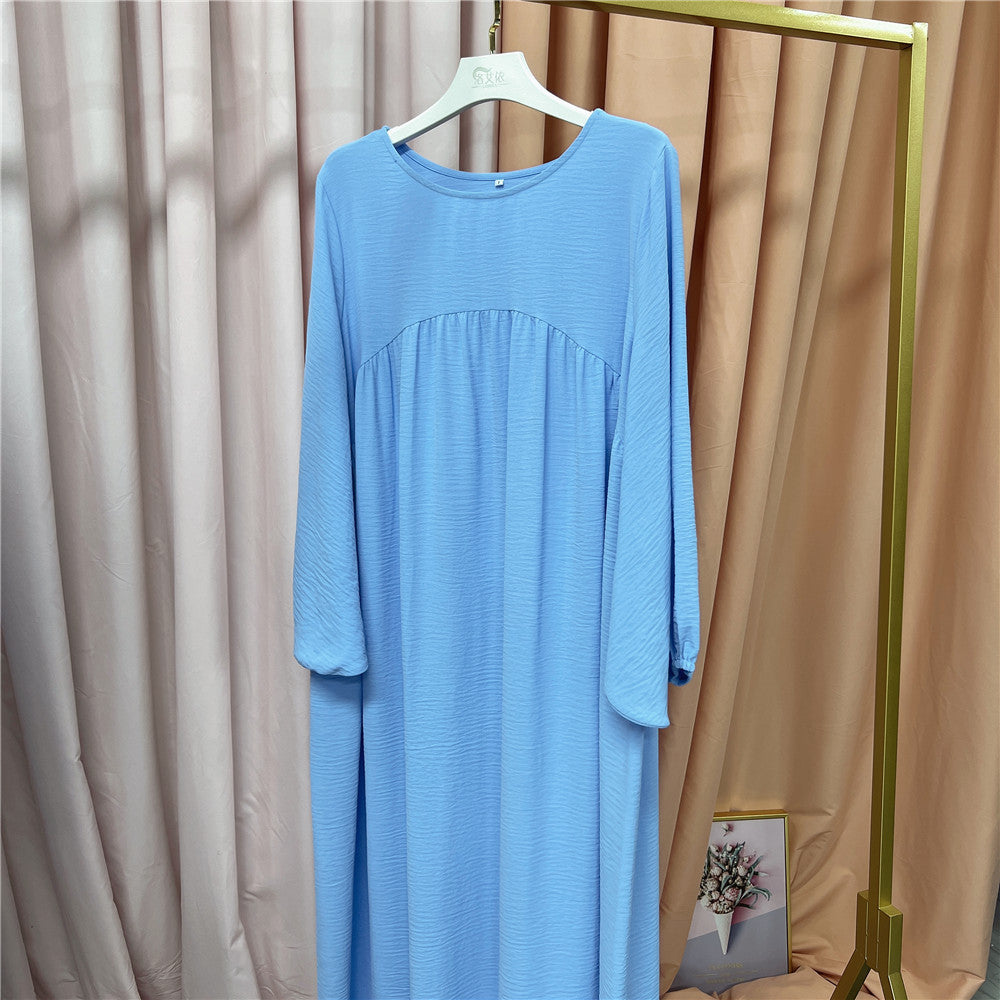 Middle East Arab Burqa Patchwork Large Swing Solid Color Loose Dress