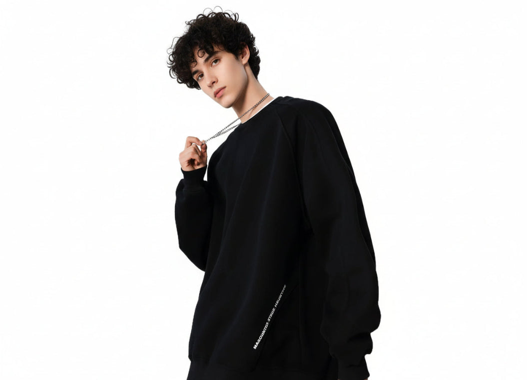3D Cut Hoodie Men's Loose Round Neck Jacket